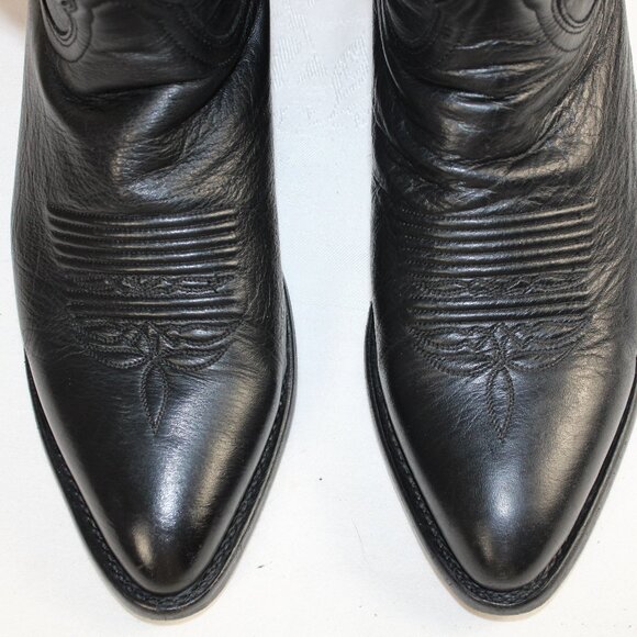 Lucchese 2000 Black Leather Western Embossed Mid-Calf Boot, Size 9 (D) - Picture 8 of 12